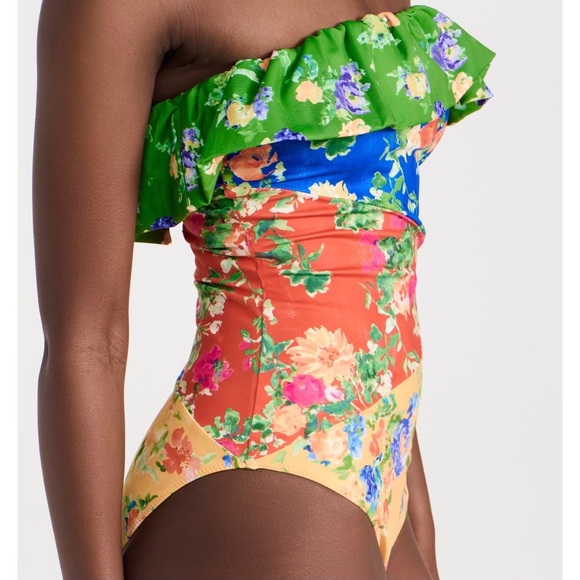 💐 Caroline Constas, Radiant Floral Colorblock Marisol One Piece Swimsuit - Picture 8 of 16